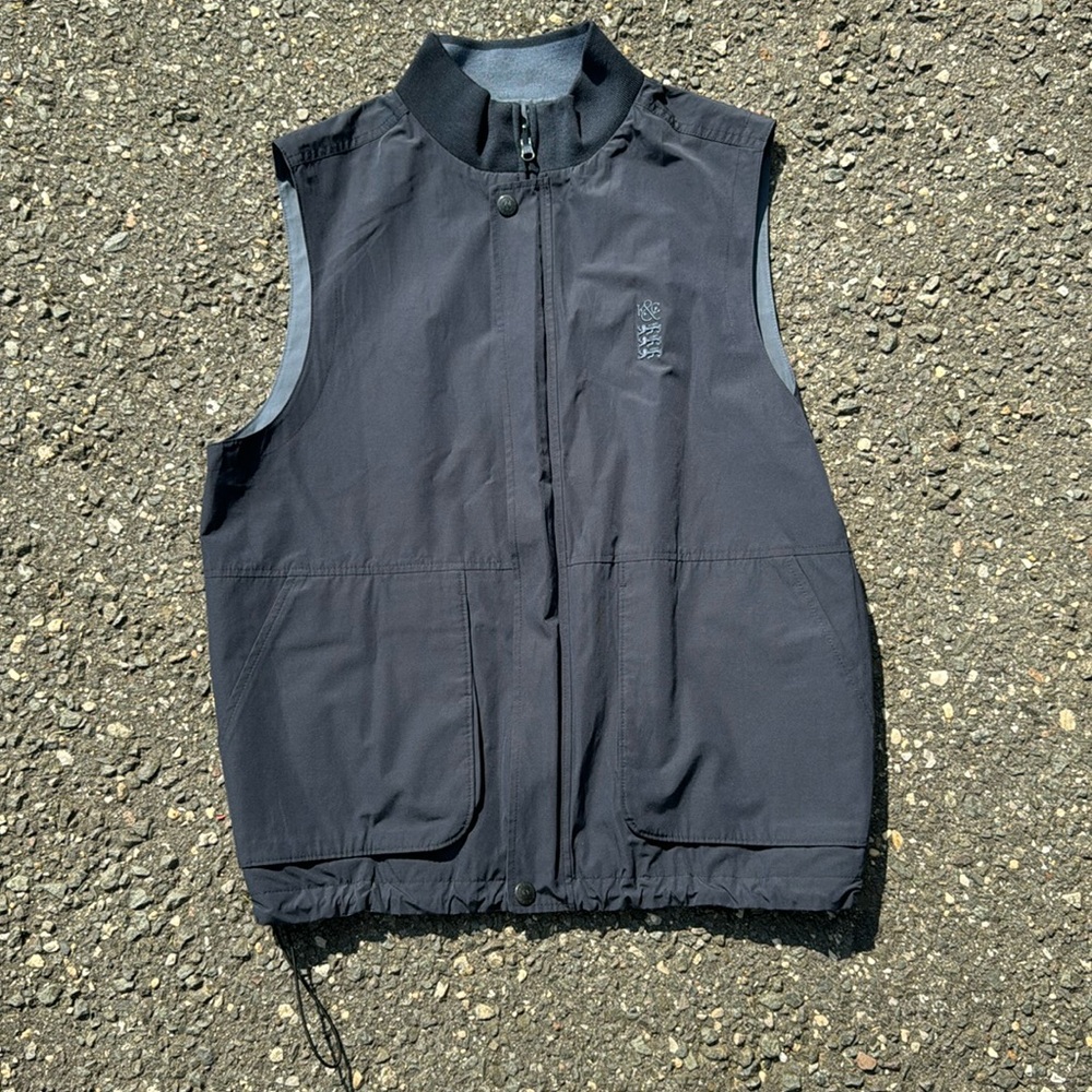 Kent & Curwen vest size L reversible blue gray full zip England